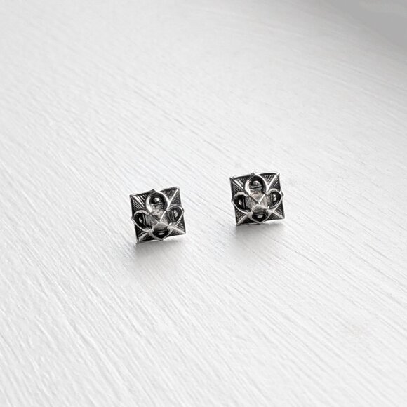 Sterling Silver Pyramid Stud Earrings by Astor & Orion - Goth Punk, Witchy, Boho - Picture 2 of 8
